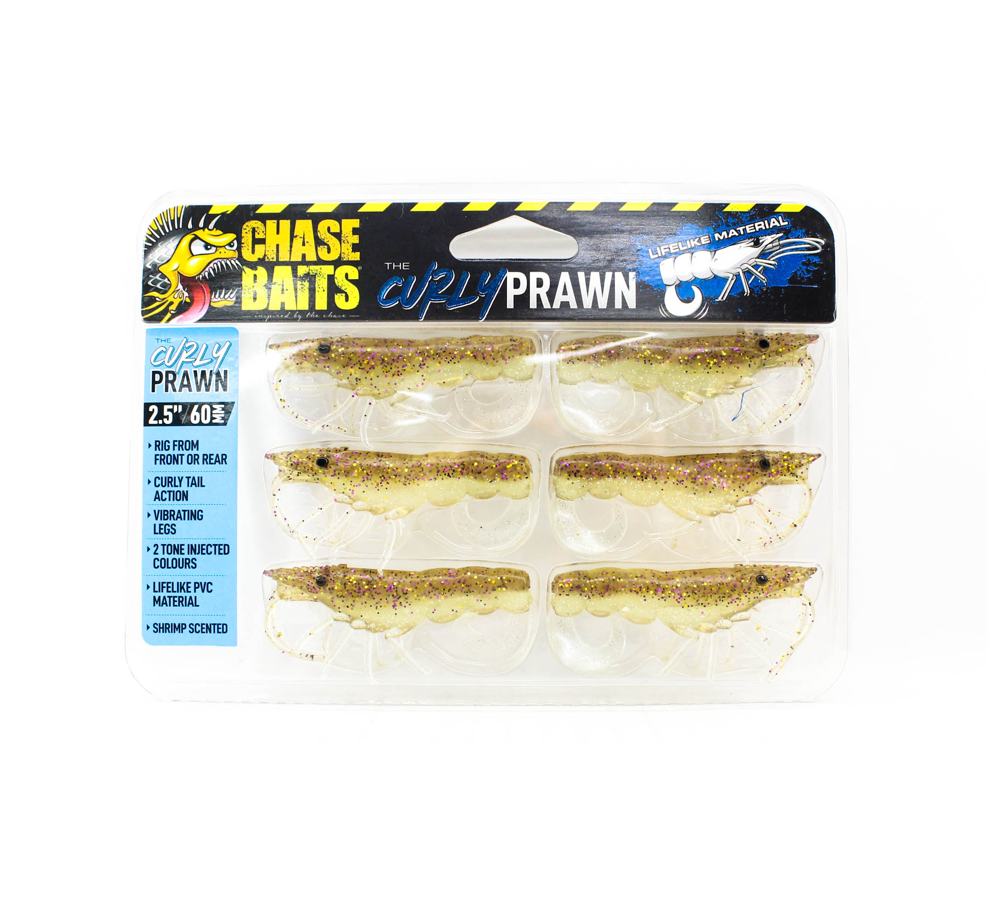 Chasebaits Rip Snorter CHASEBAITS CURLY PRAWN 60 mm Sinking Lure 6/Pack Gold Shiner (4426) £15 ...